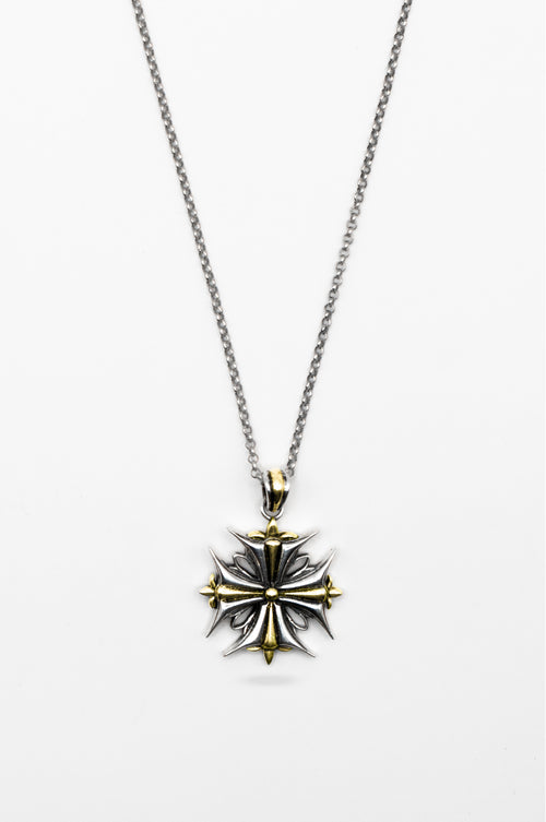 2x2 OXALIS SHIELD PENDANT NECKLACE IN 14k GOLD VERMEIL