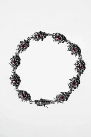 RUBY FLORAL VERTEBRAE BRACELET IN STERLING SILVER