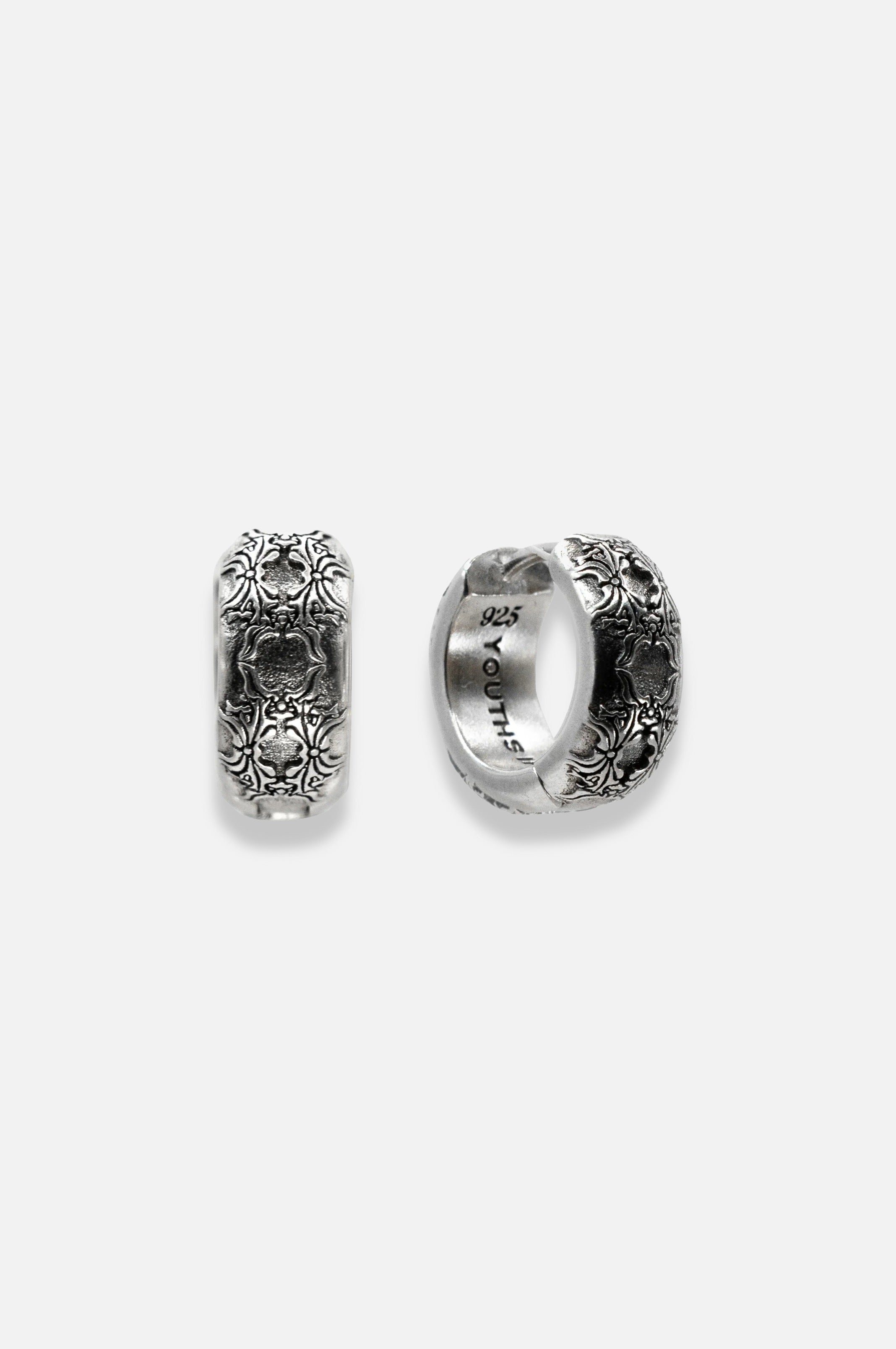 FLORAL HOOP EARRING IN STERLING SILVER