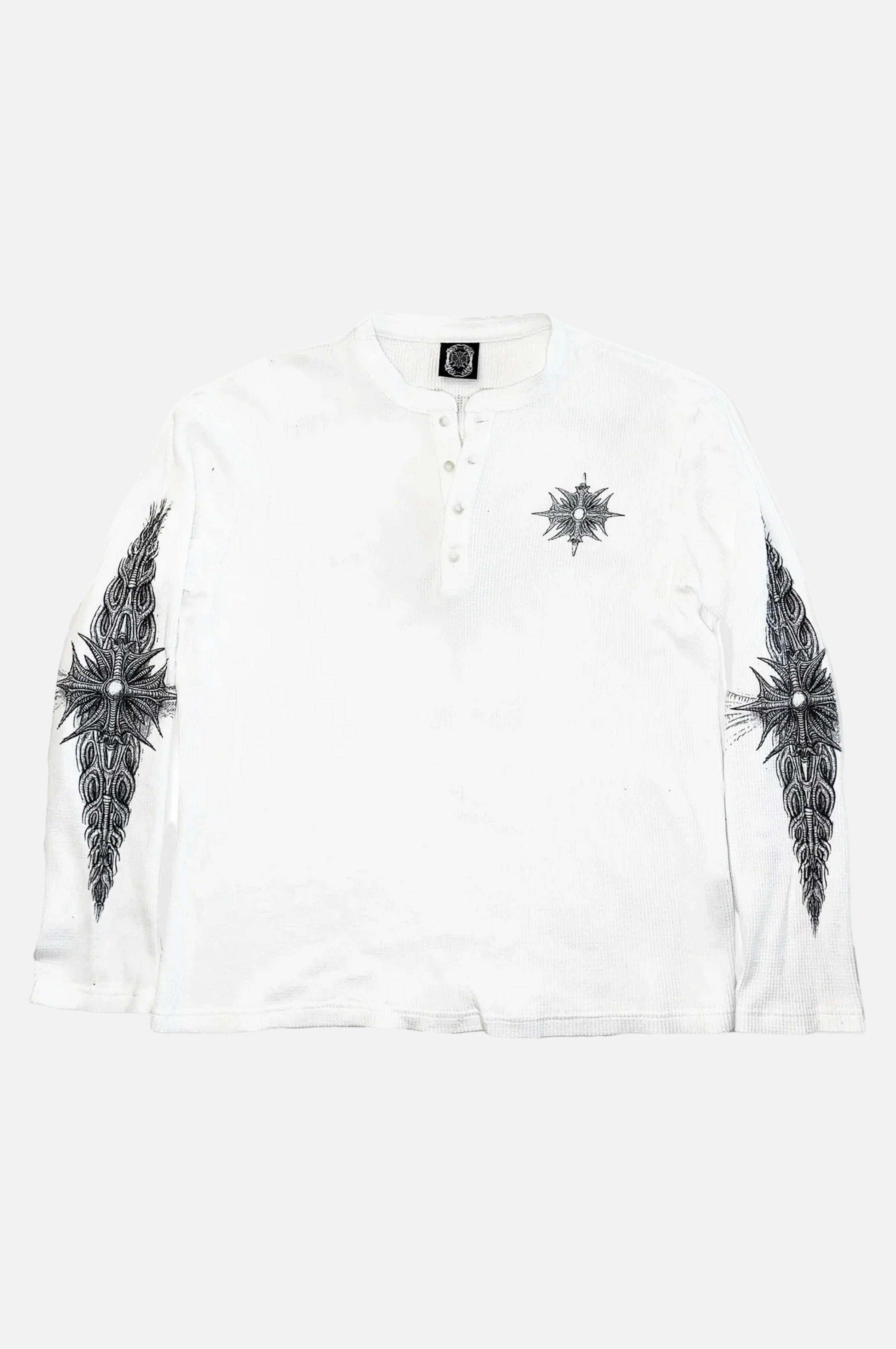 WAFFLE-KNIT HENLEY L/S SHIRT