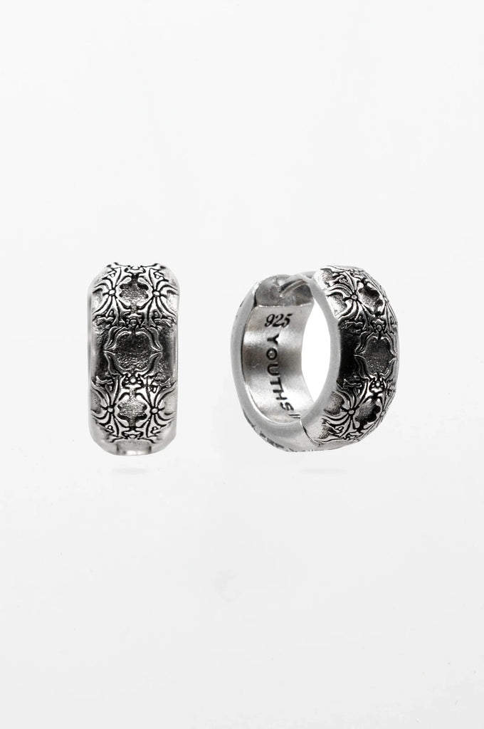 FLORAL HOOP EARRING IN STERLING SILVER - Youths In Balaclava