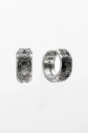 FLORAL HOOP EARRING IN STERLING SILVER - Youths In Balaclava