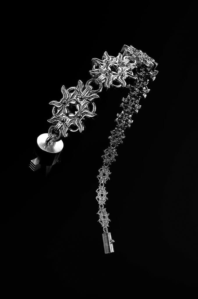 FLORAL VERTEBRAE BRACELET IN STERLING SILVER - Youths In Balaclava