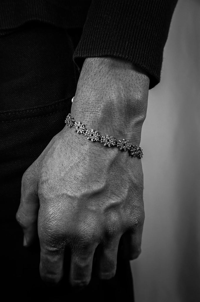 FLORAL VERTEBRAE BRACELET IN STERLING SILVER - Youths In Balaclava