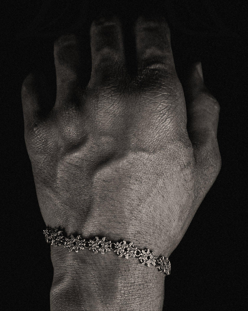 FLORAL VERTEBRAE BRACELET IN STERLING SILVER - Youths In Balaclava