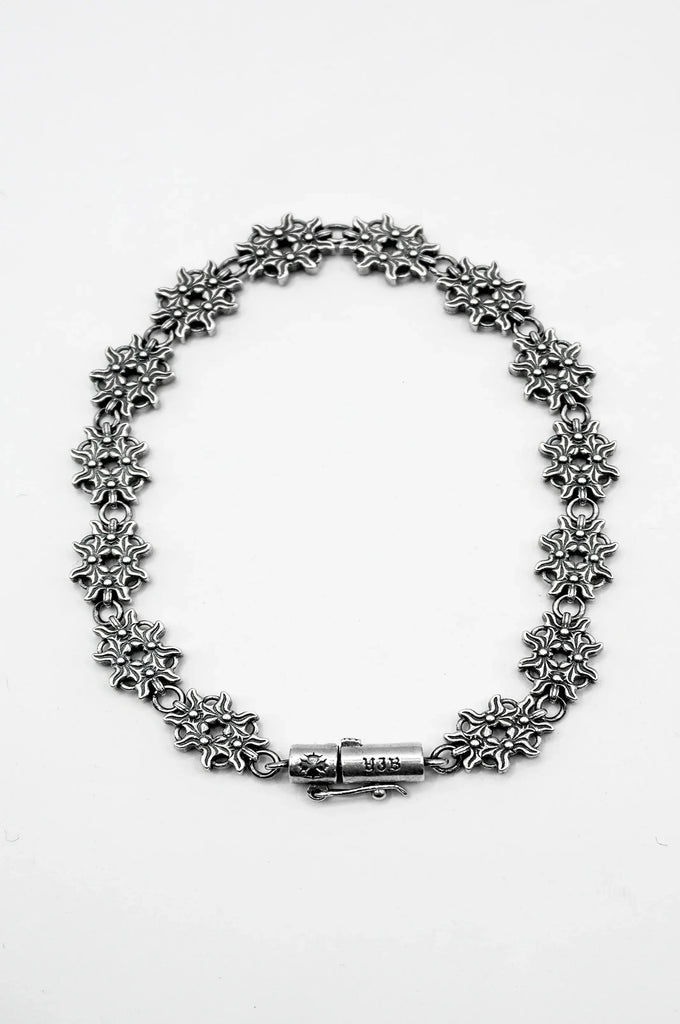 FLORAL VERTEBRAE BRACELET IN STERLING SILVER - Youths In Balaclava