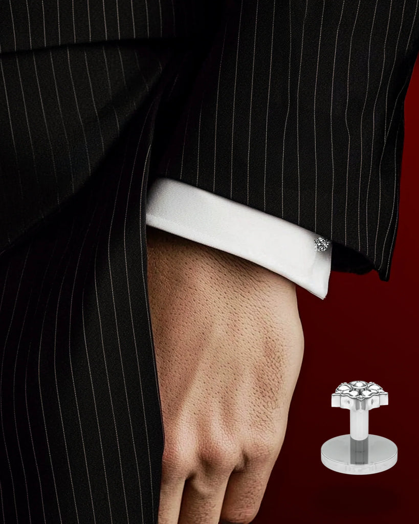 FLOWER FASTENING BUTTON IN STERLING SILVER - Youths In Balaclava