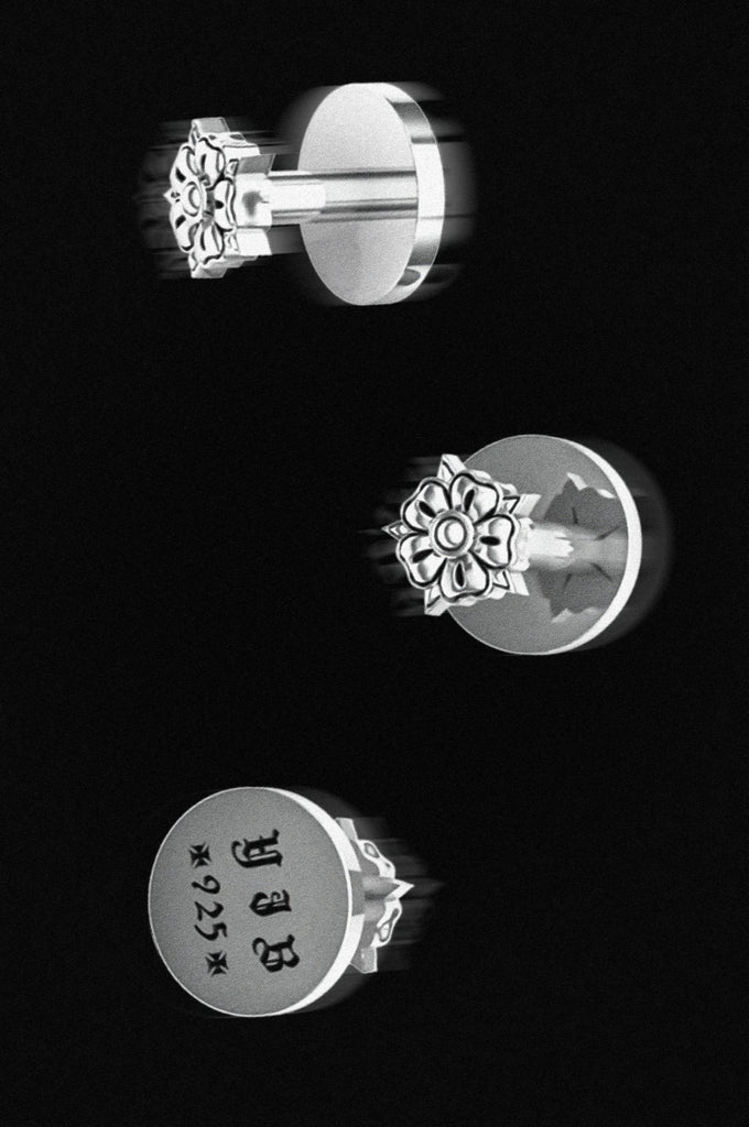 FLOWER FASTENING BUTTON IN STERLING SILVER - Youths In Balaclava